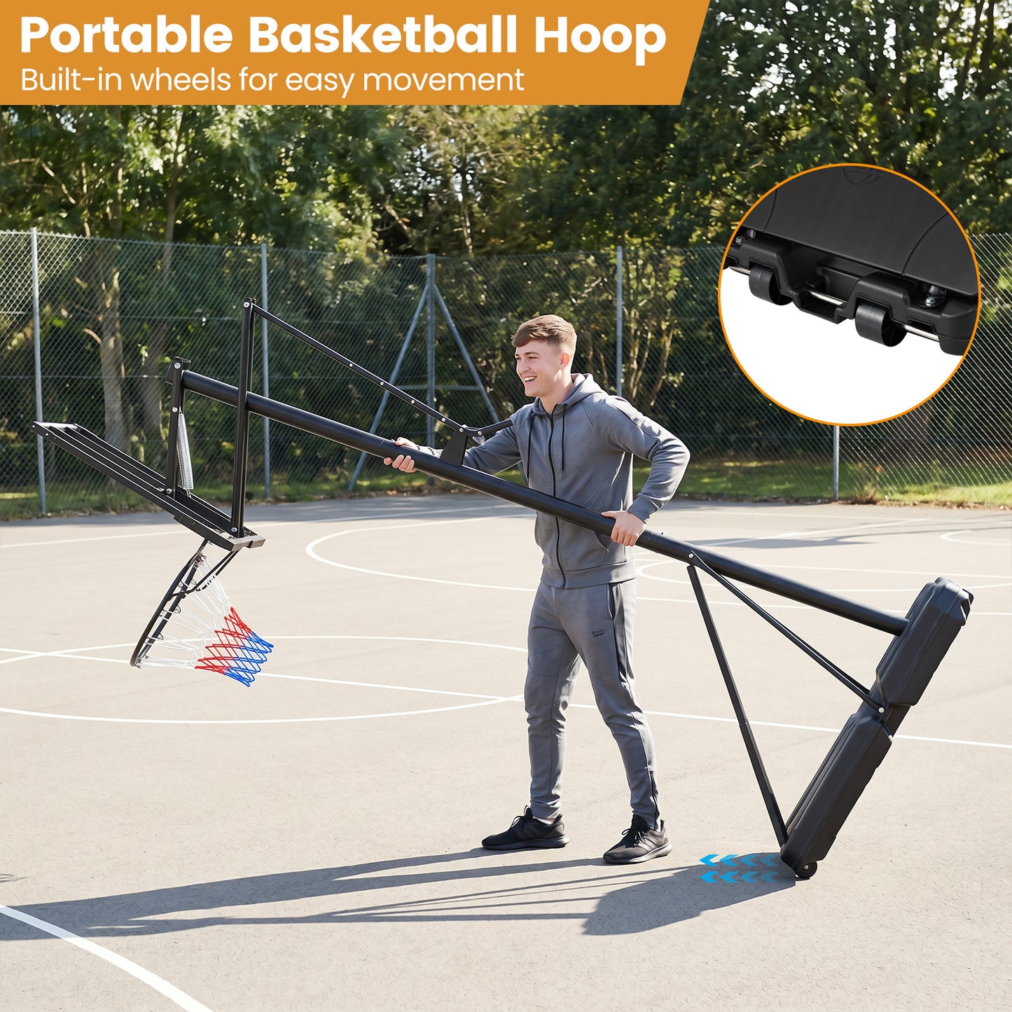 Black Height Adjustable Basketball Hoop | Shatterproof Backboard