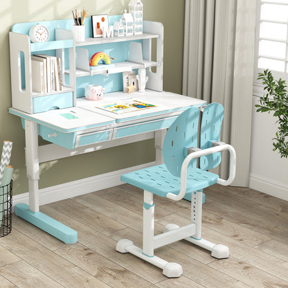 Blue Height Adjustable Kids Desk Chair | Double Back Support