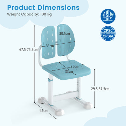 Blue Height Adjustable Kids Desk Chair | Double Back Support
