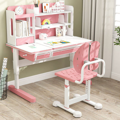 Height Adjustable Kids Desk Chair | Double Back Support Pink