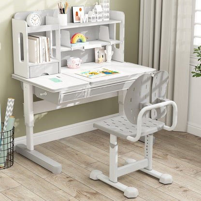 Height Adjustable Kids Chair with Double Back Support | Grey