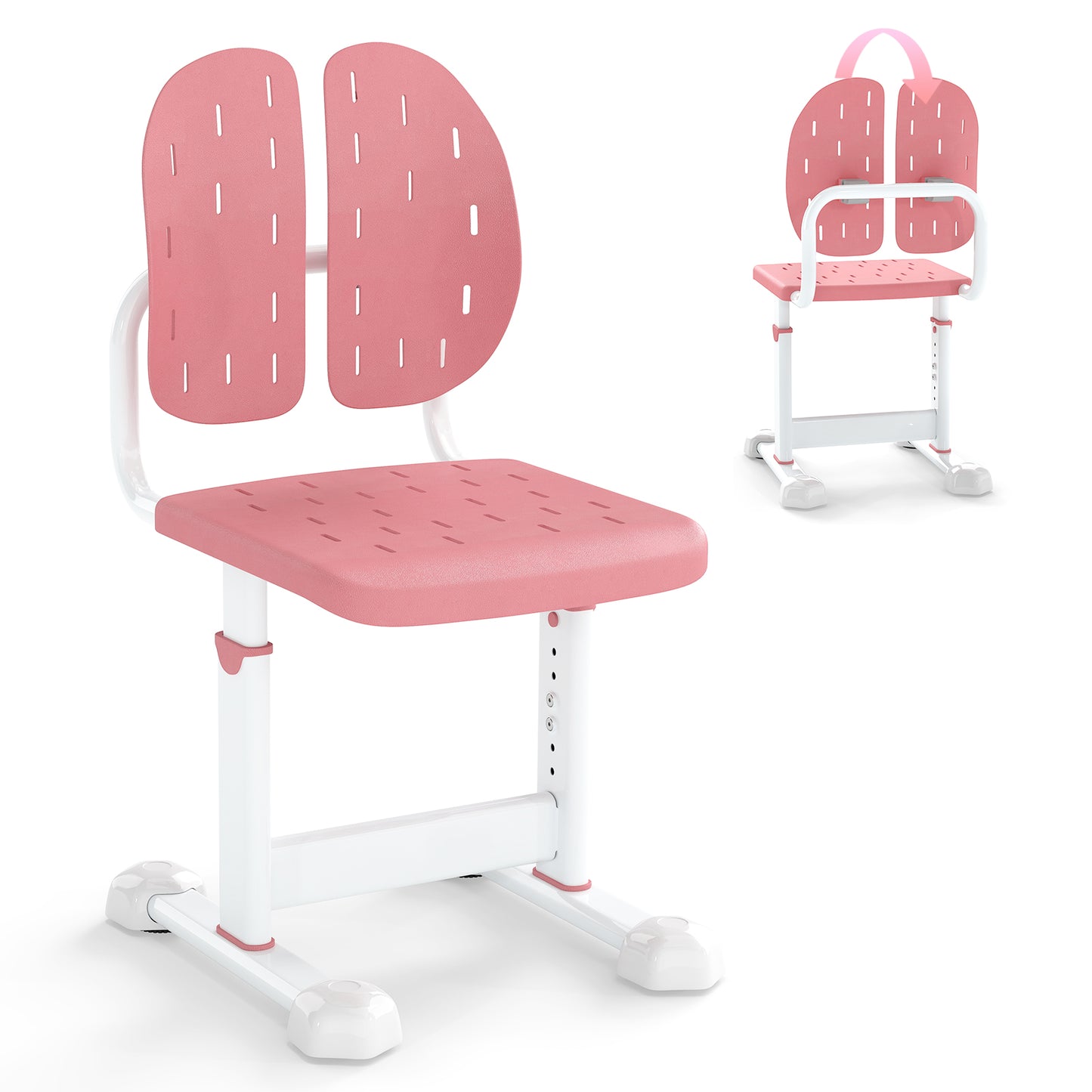 Height Adjustable Kids Desk Chair | Double Back Support Pink
