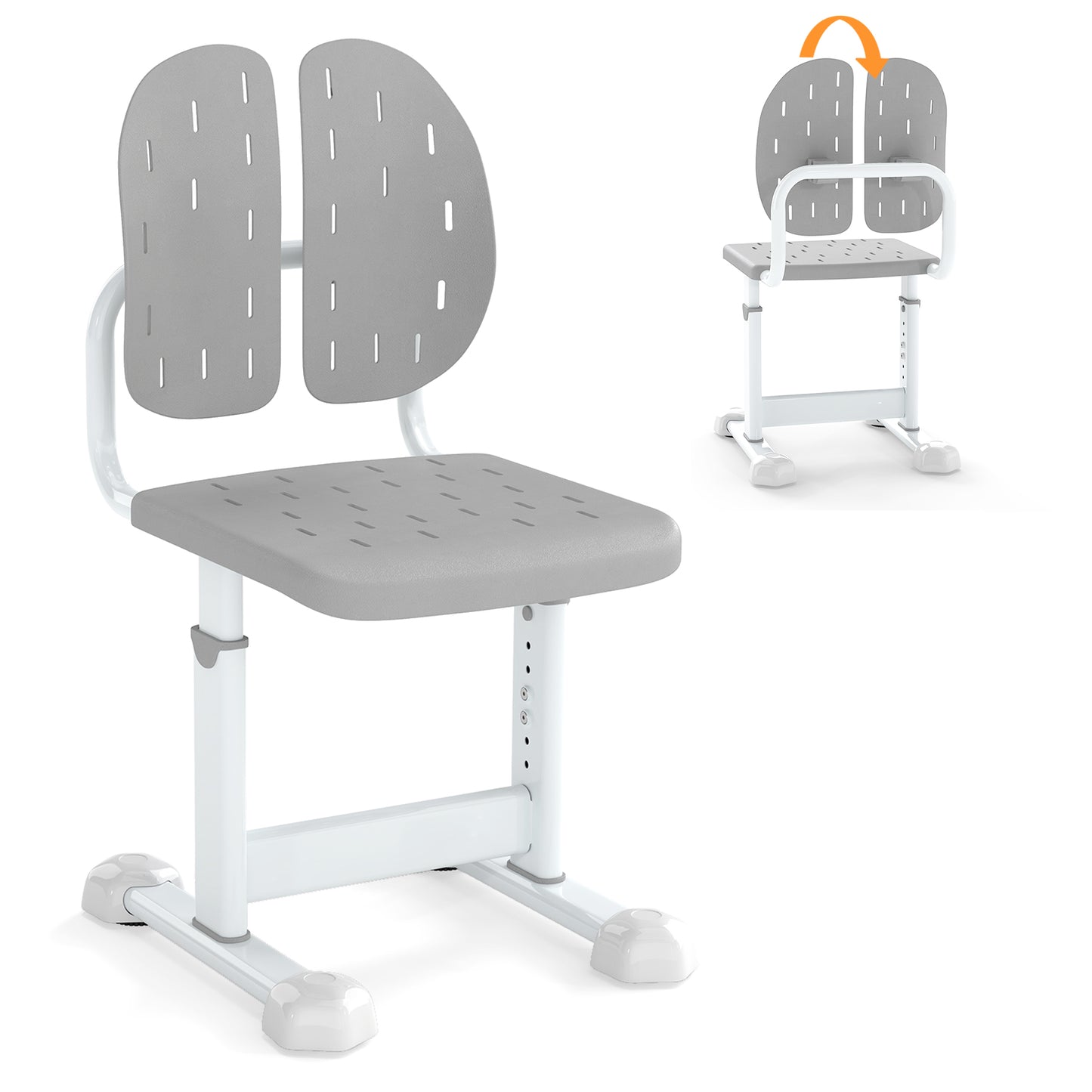 Height Adjustable Kids Chair with Double Back Support | Grey