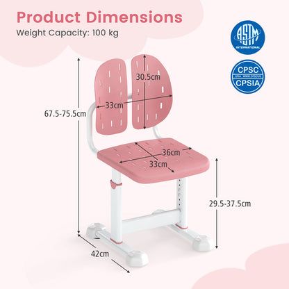 Height Adjustable Kids Desk Chair | Double Back Support Pink