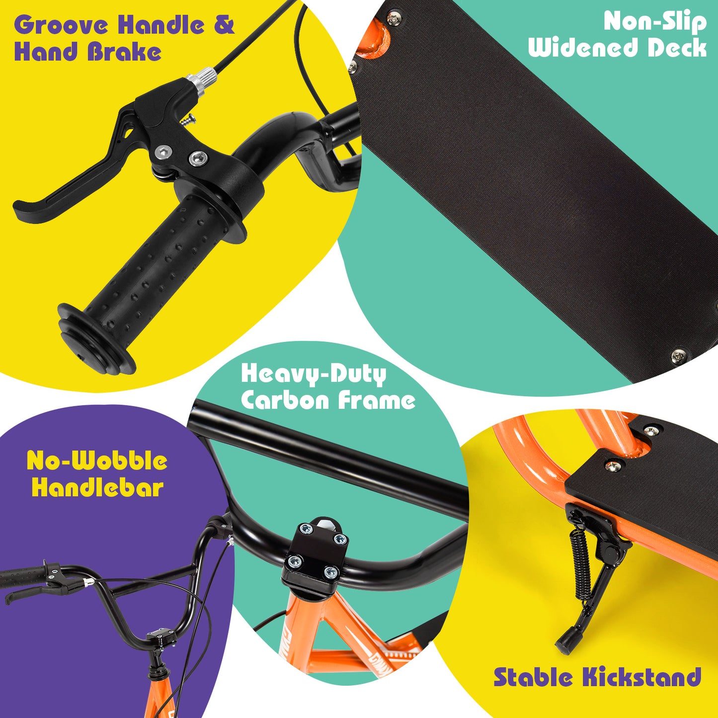 Orange Youth Scooter | Adjustable Height Dual V-Type Handbrakes