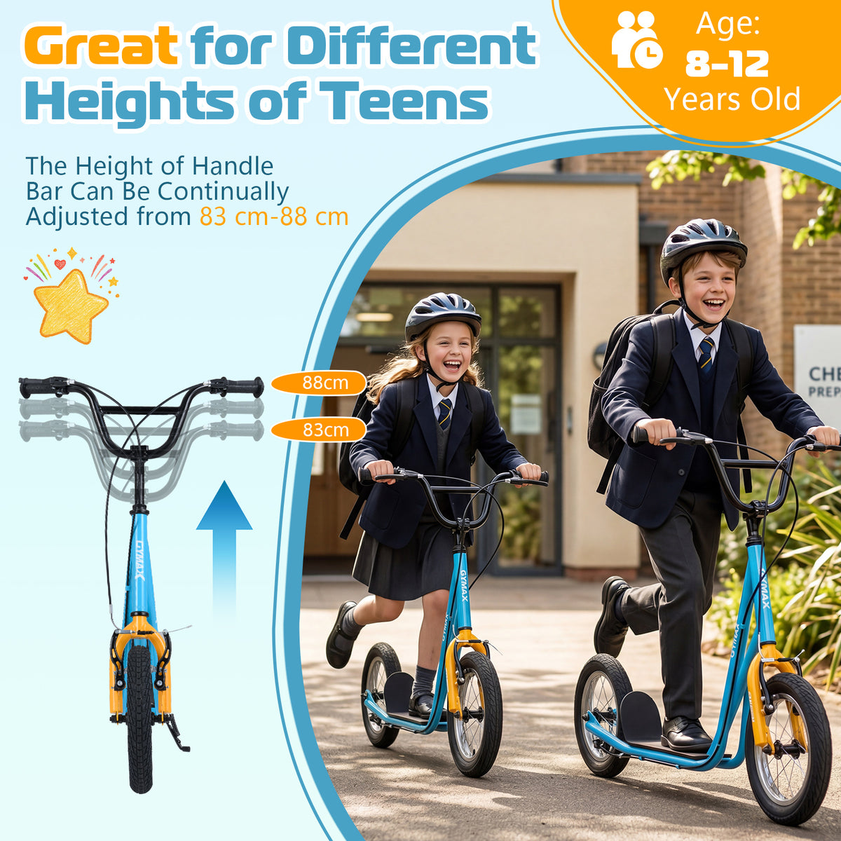 Navy Youth Scooter | Adjustable Height & Dual Handbrakes
