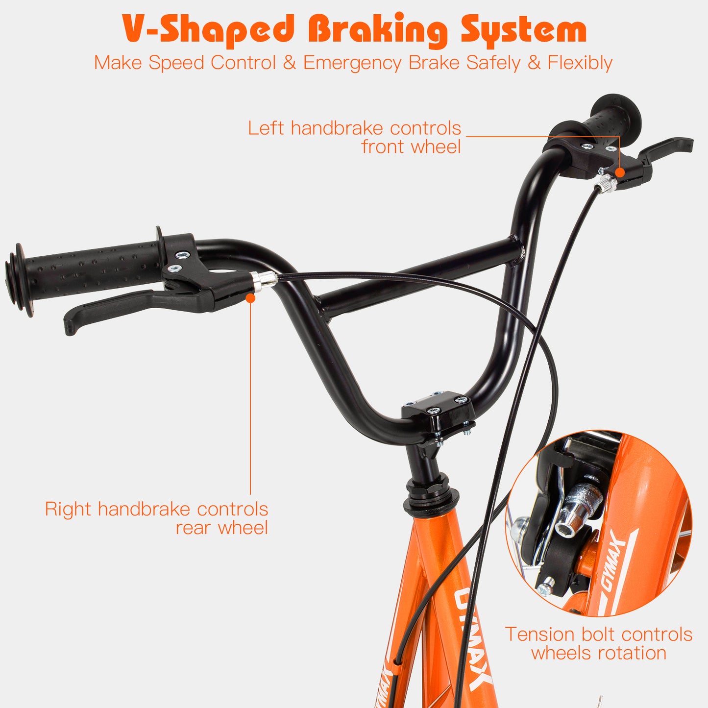 Orange Youth Scooter | Adjustable Height Dual V-Type Handbrakes