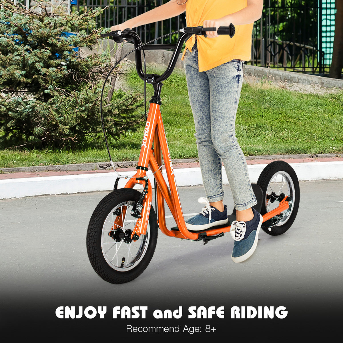 Orange Youth Scooter | Adjustable Height Dual V-Type Handbrakes