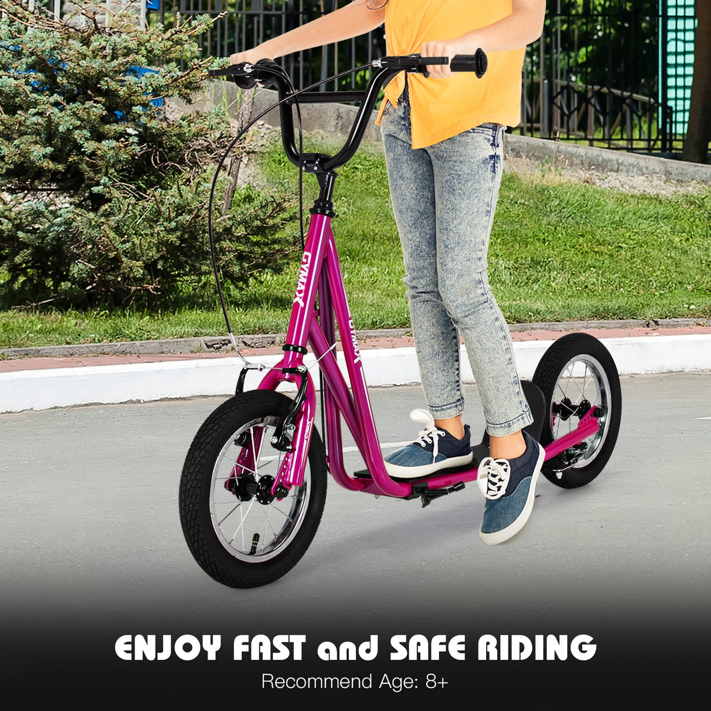 Pink Youth Scooter | Adjustable Height Dual Handbrakes Ages 8-12