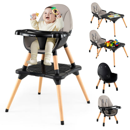 6-in-1 Convertible Baby High Chair | Multi-Color Wood Set