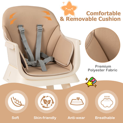 6 In 1 Highchair With Removable Washable Tray | Coffee
