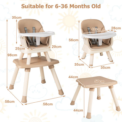 6 In 1 Highchair With Removable Washable Tray | Coffee