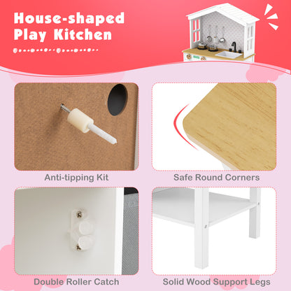 White House-Shaped Play Kitchen | 5-Piece Cookware Set | Ages 3-6
