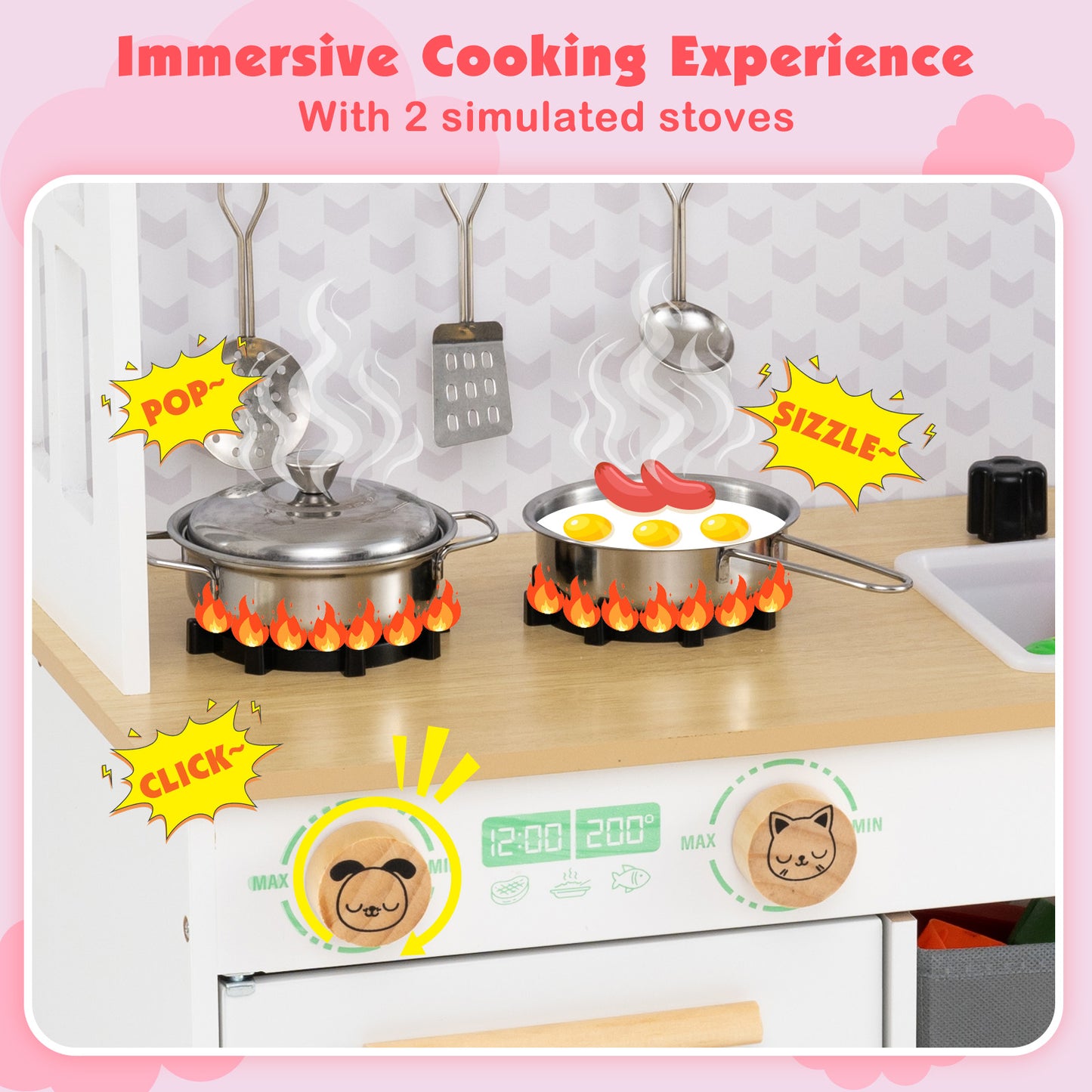 White House-Shaped Play Kitchen | 5-Piece Cookware Set | Ages 3-6