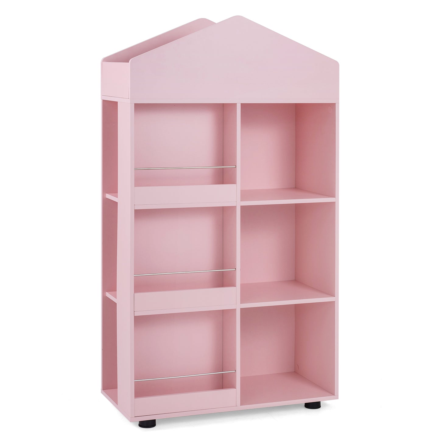 Pink House Shaped Kids Bookshelf | Toy Storage Organizer