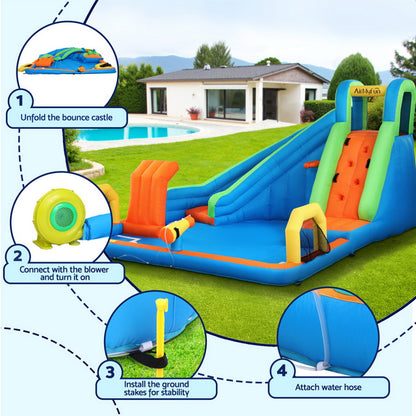 AirMyFun Kids Inflatable Pool Water Slide Cannon Splash Park