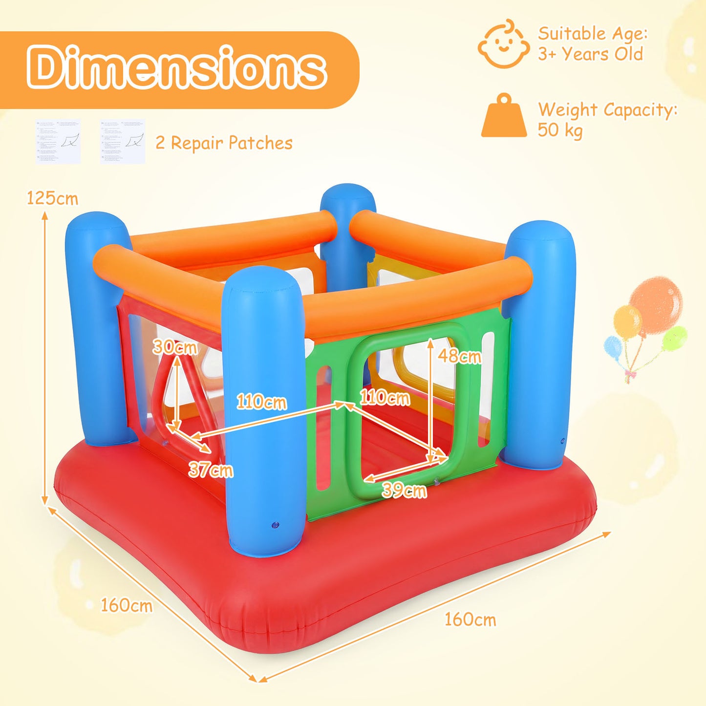 Blue Inflatable Bounce House | 3-in-1 Transparent Wall Design