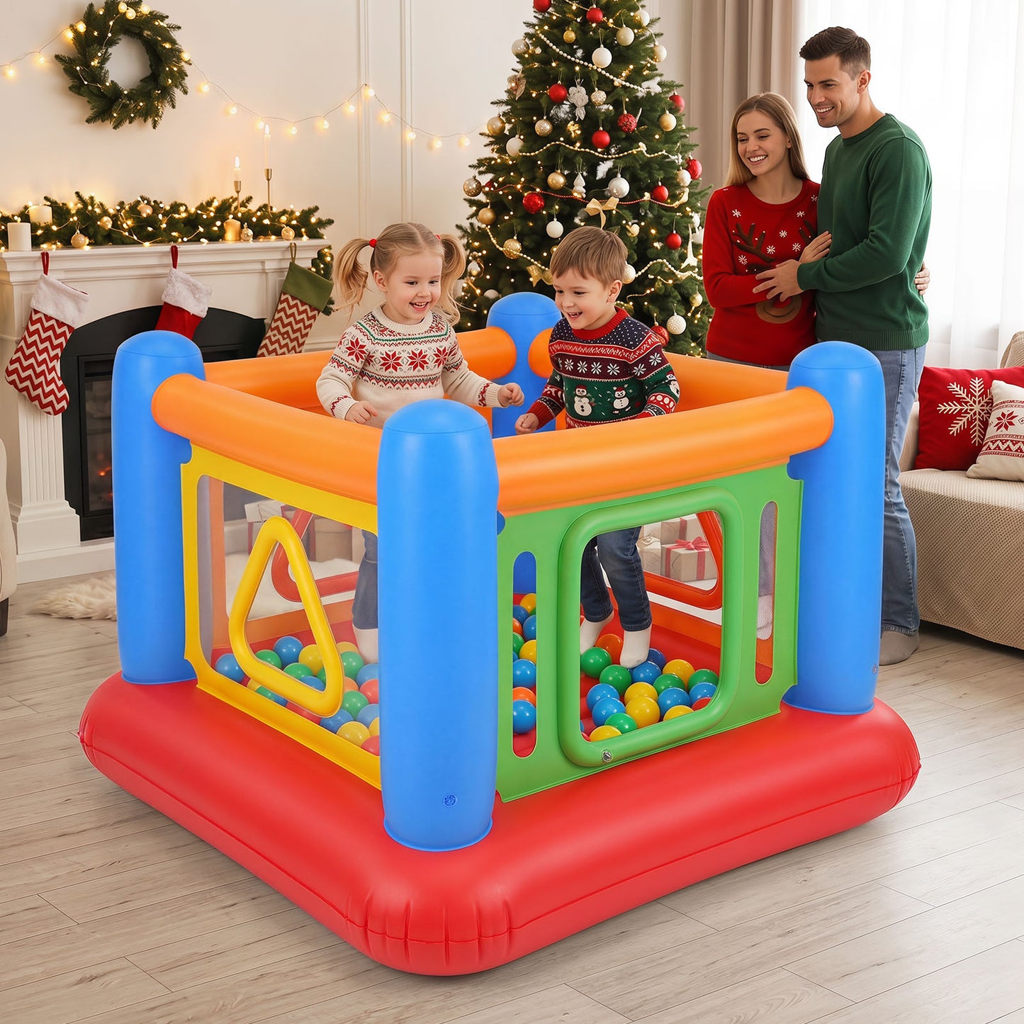 Blue Inflatable Bounce House | 3-in-1 Transparent Wall Design