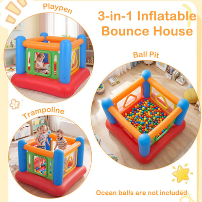 Blue Inflatable Bounce House | 3-in-1 Transparent Wall Design
