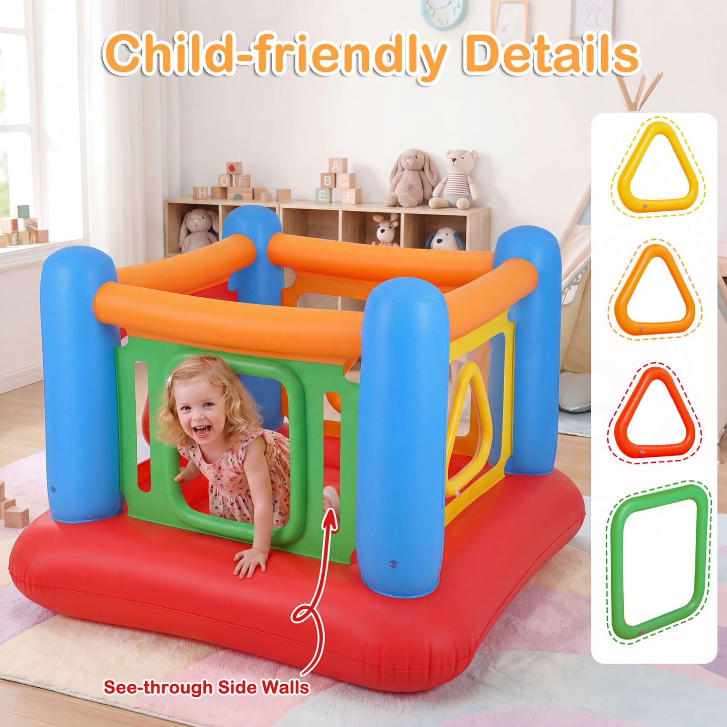 Blue Inflatable Bounce House | 3-in-1 Transparent Wall Design