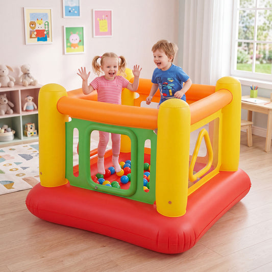 Costway Inflatable Bounce House with Transparent Walls and Openings-Yellow