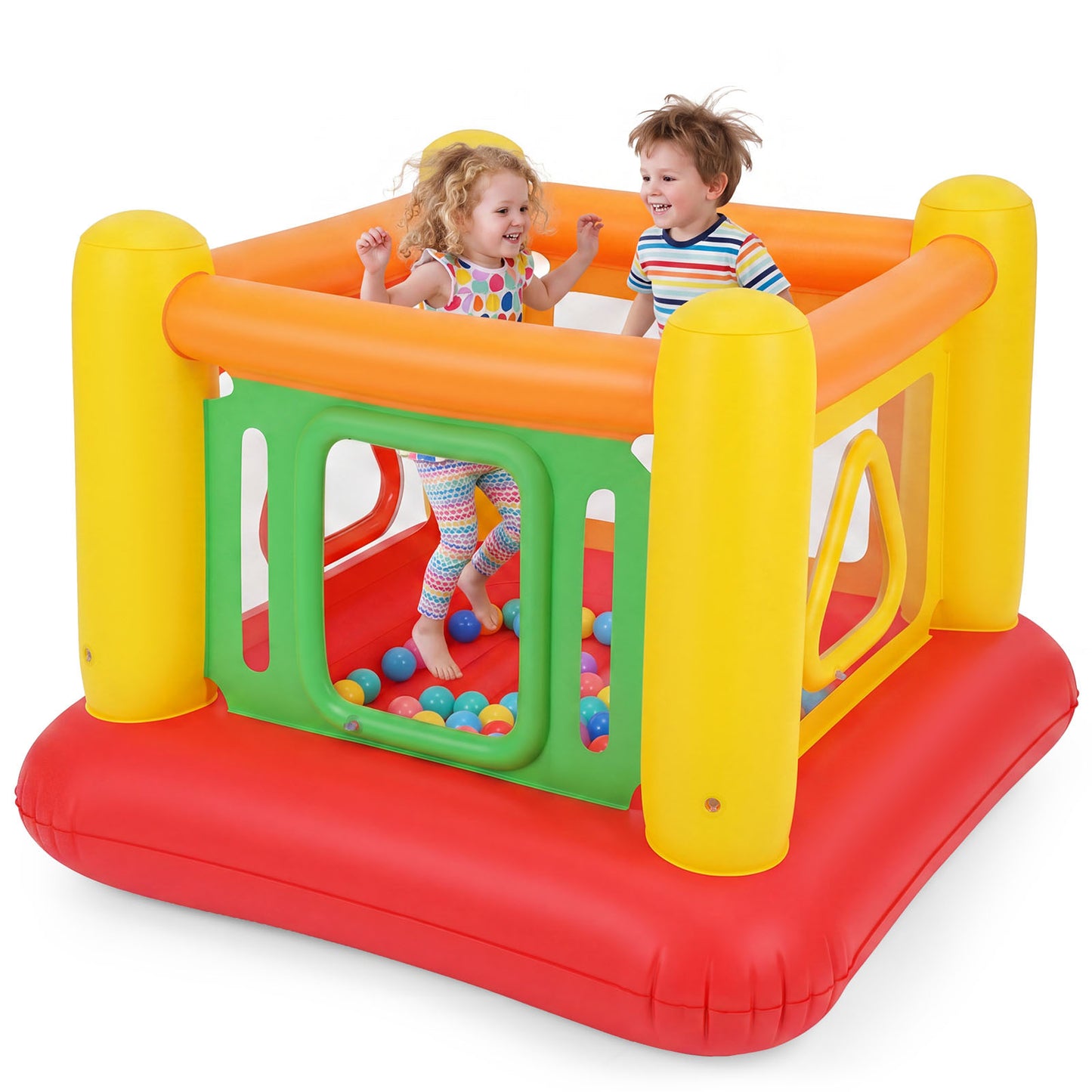 Yellow Inflatable Bounce House | 3-in-1 Transparent Wall Design