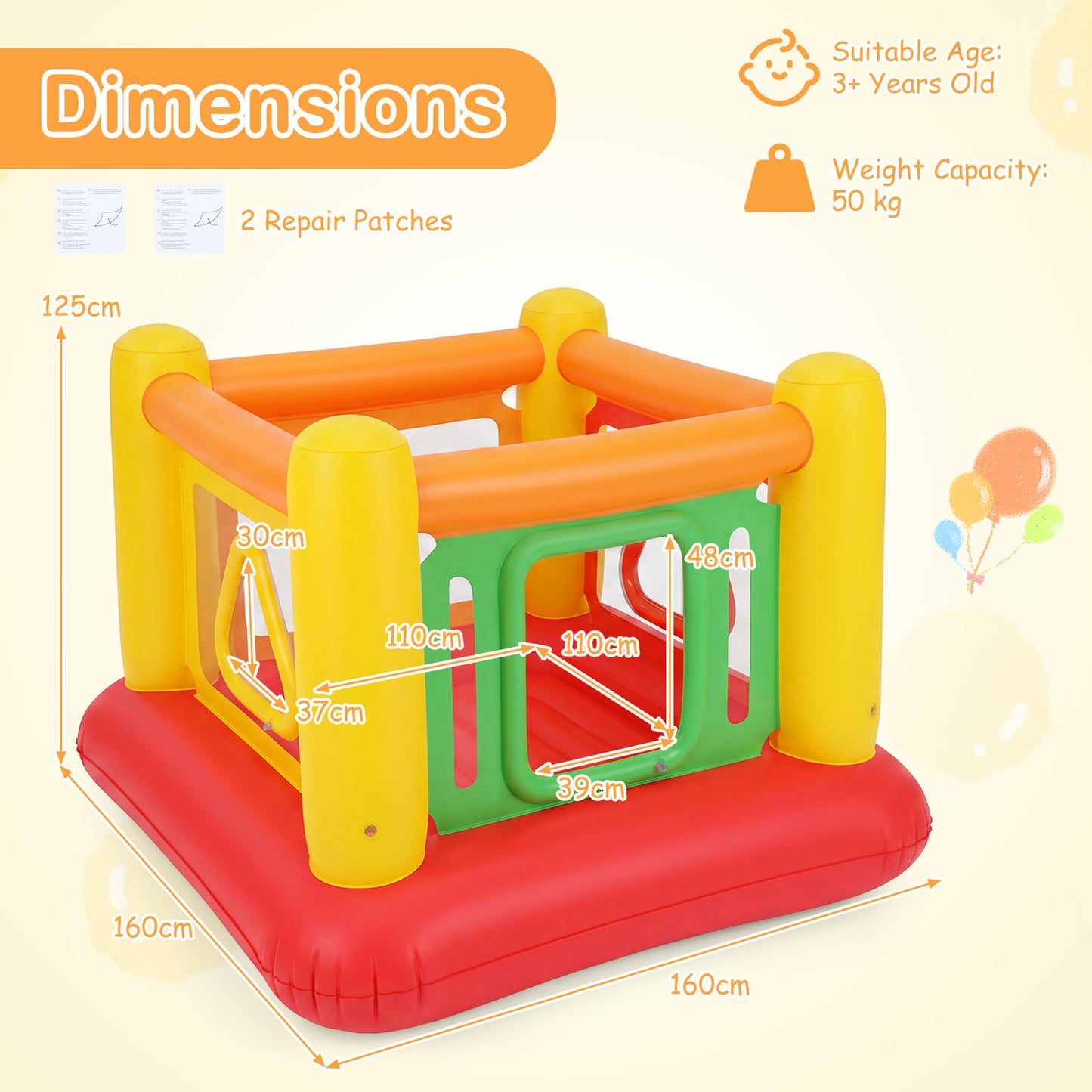Yellow Inflatable Bounce House | 3-in-1 Transparent Wall Design