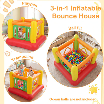 Yellow Inflatable Bounce House | 3-in-1 Transparent Wall Design