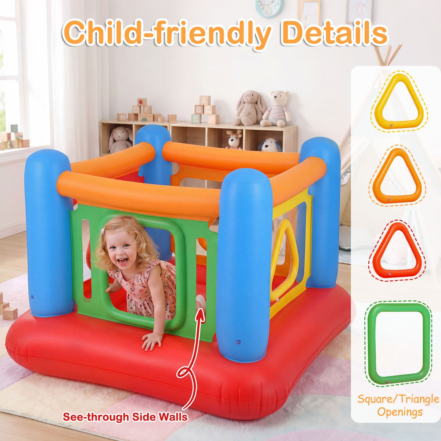 Yellow Inflatable Bounce House | 3-in-1 Transparent Wall Design