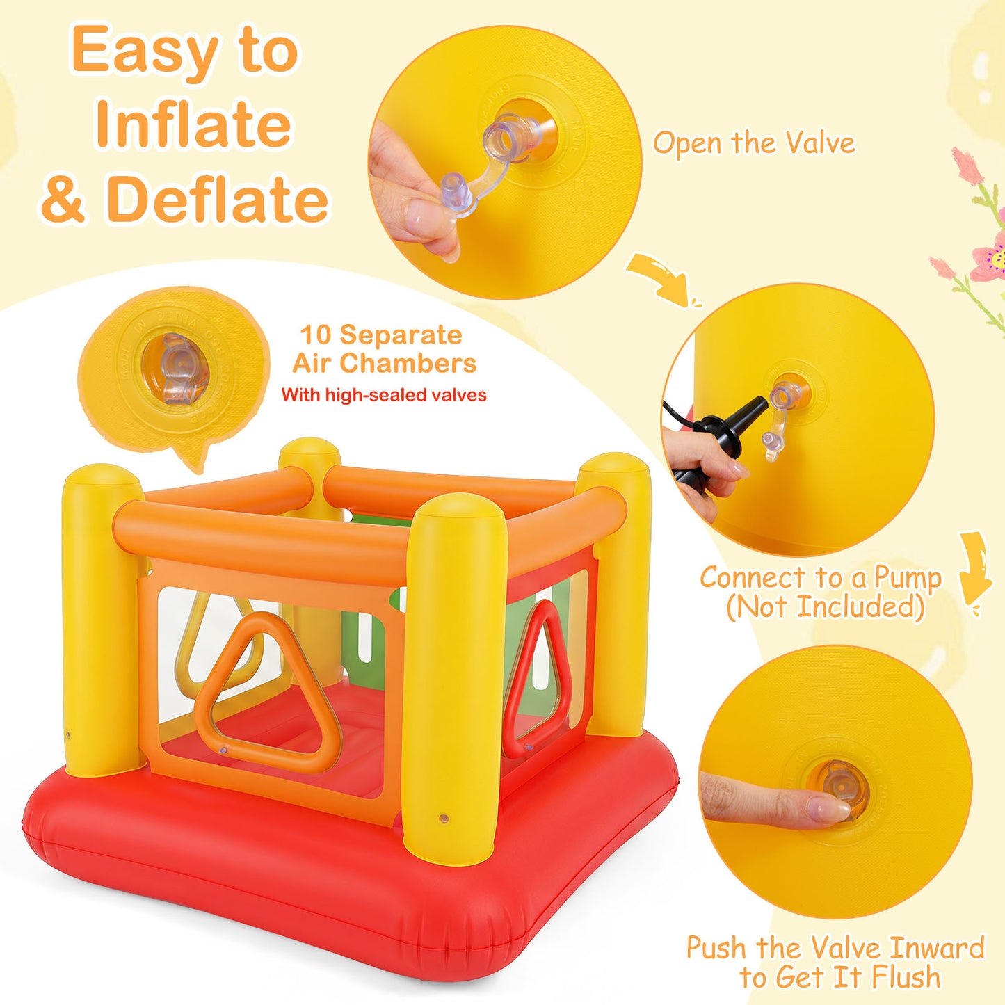 Yellow Inflatable Bounce House | 3-in-1 Transparent Wall Design