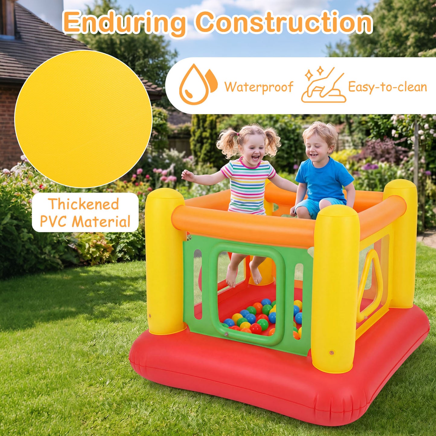 Yellow Inflatable Bounce House | 3-in-1 Transparent Wall Design