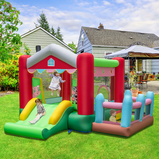 4-in-1 Inflatable Bounce House with 480W Blower and Colorful Ocean Balls