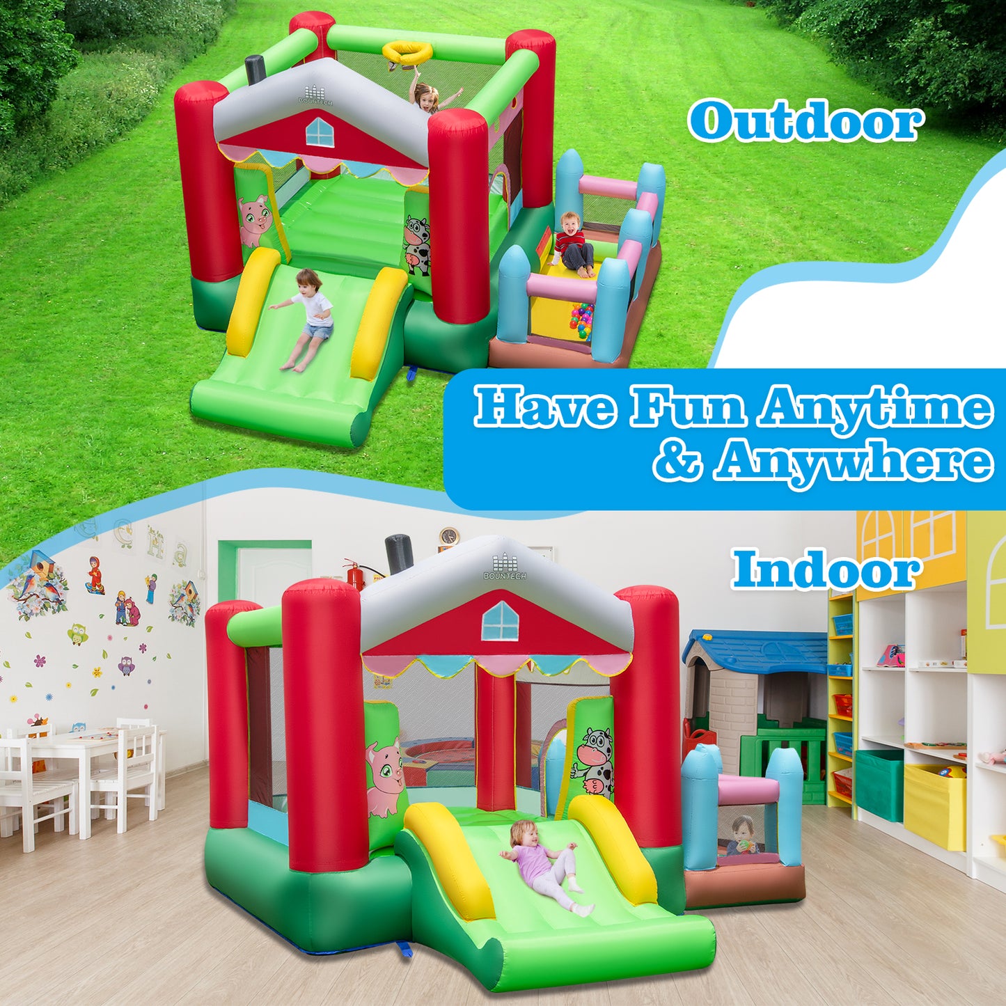 4 In 1 Multi-Color Bounce House | 480W Blower & Ocean Balls