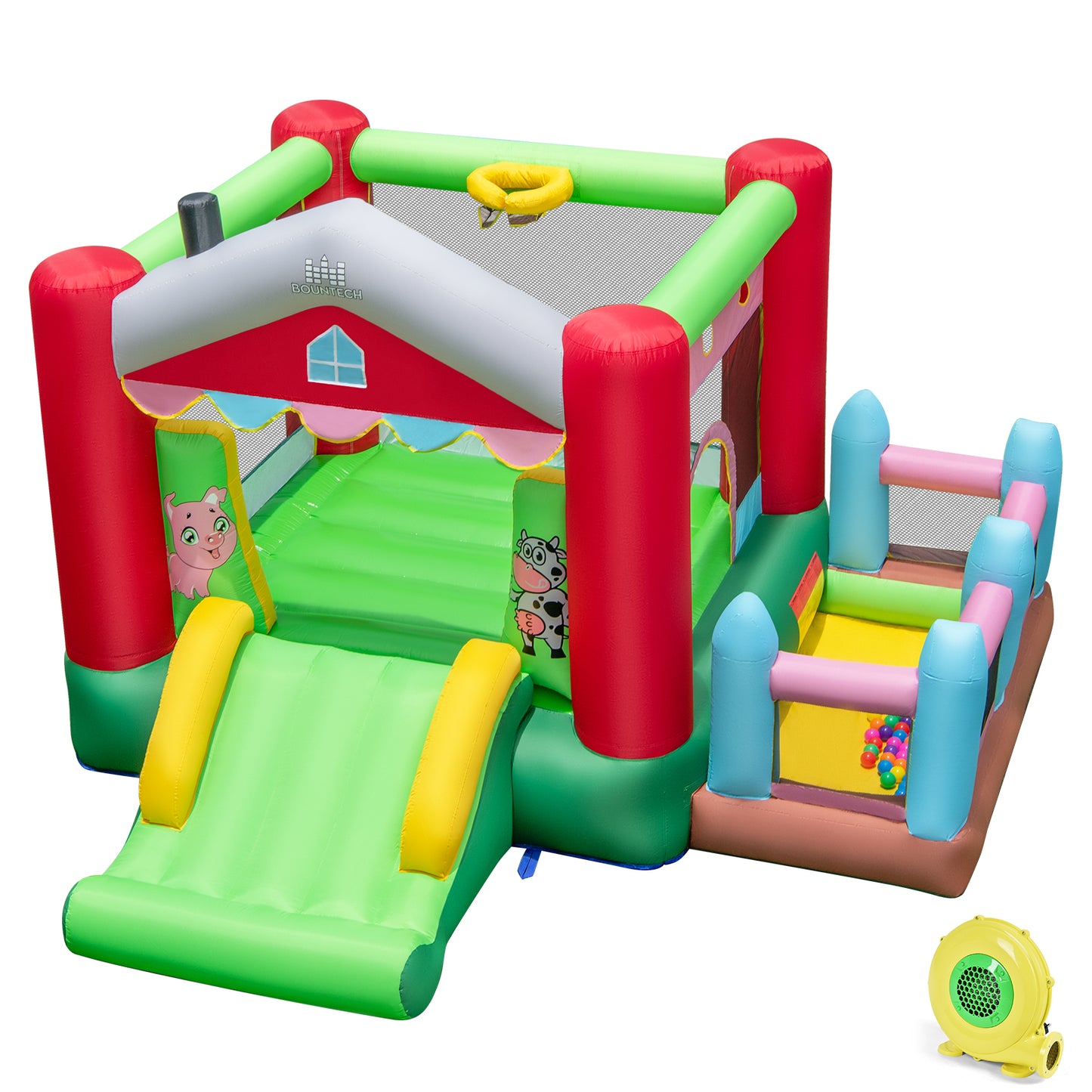 4 In 1 Multi-Color Bounce House | 480W Blower & Ocean Balls