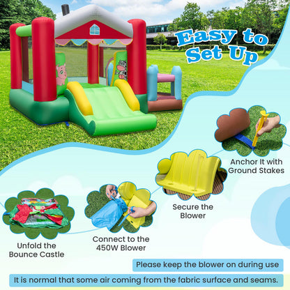 4 In 1 Multi-Color Bounce House | 480W Blower & Ocean Balls