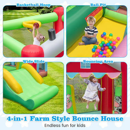 4 In 1 Multi-Color Bounce House | 480W Blower & Ocean Balls