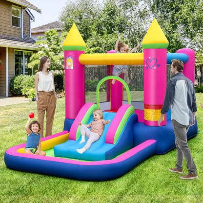 Multicolor 4 In 1 Princess Bounce House With Slide | No Blower