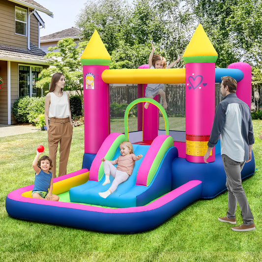 Multicolor 4 In 1 Princess Bounce House With Slide | No Blower