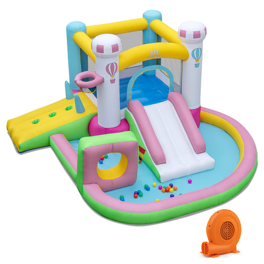Multi-Color Bounce House | Slide Basketball Hoop 550W Blower