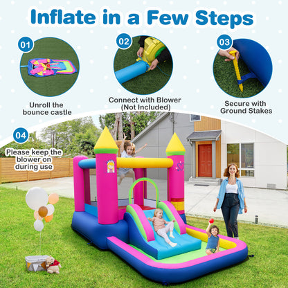 Multicolor 4 In 1 Princess Bounce House With Slide | No Blower
