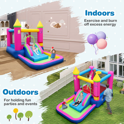 Multicolor 4 In 1 Princess Bounce House With Slide | No Blower