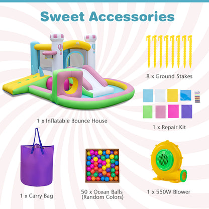 Multi-Color Bounce House | Slide Basketball Hoop 550W Blower