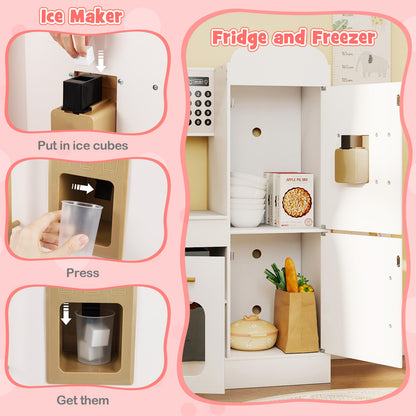 White Wooden Corner Kitchen Playset | Retractable Countertop