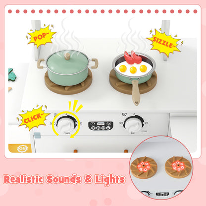 White Wooden Corner Kitchen Playset | Retractable Countertop