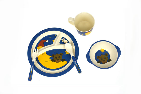 Bamboozoo Dinnerware featuring adorable bear and rabbit designs for kids mealtime fun.