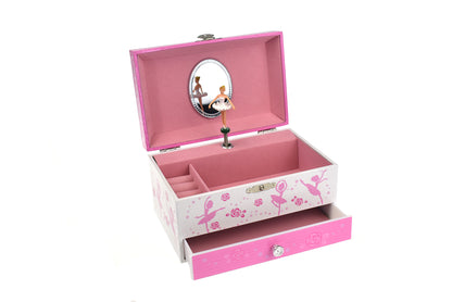 Ballerina Music Box | Pink Floral Spinning Dancer Jewelry Case