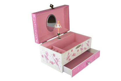 Ballerina Music Box | Pink Floral Spinning Dancer Jewelry Case