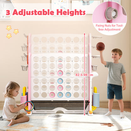 Pink Jumbo 4-in-1 Game | Ring Toss Basketball Connect Four