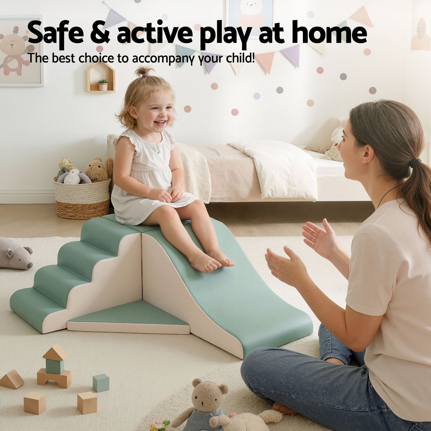 Keezi Kids Climbing Blocks 4-Piece Foam Toddler Playset Soft Indoor Climbing Toy Rocker