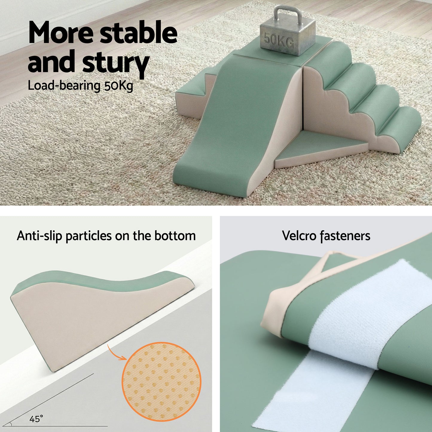 Keezi Kids Climbing Blocks 4-Piece Foam Toddler Playset Soft Indoor Climbing Toy Rocker